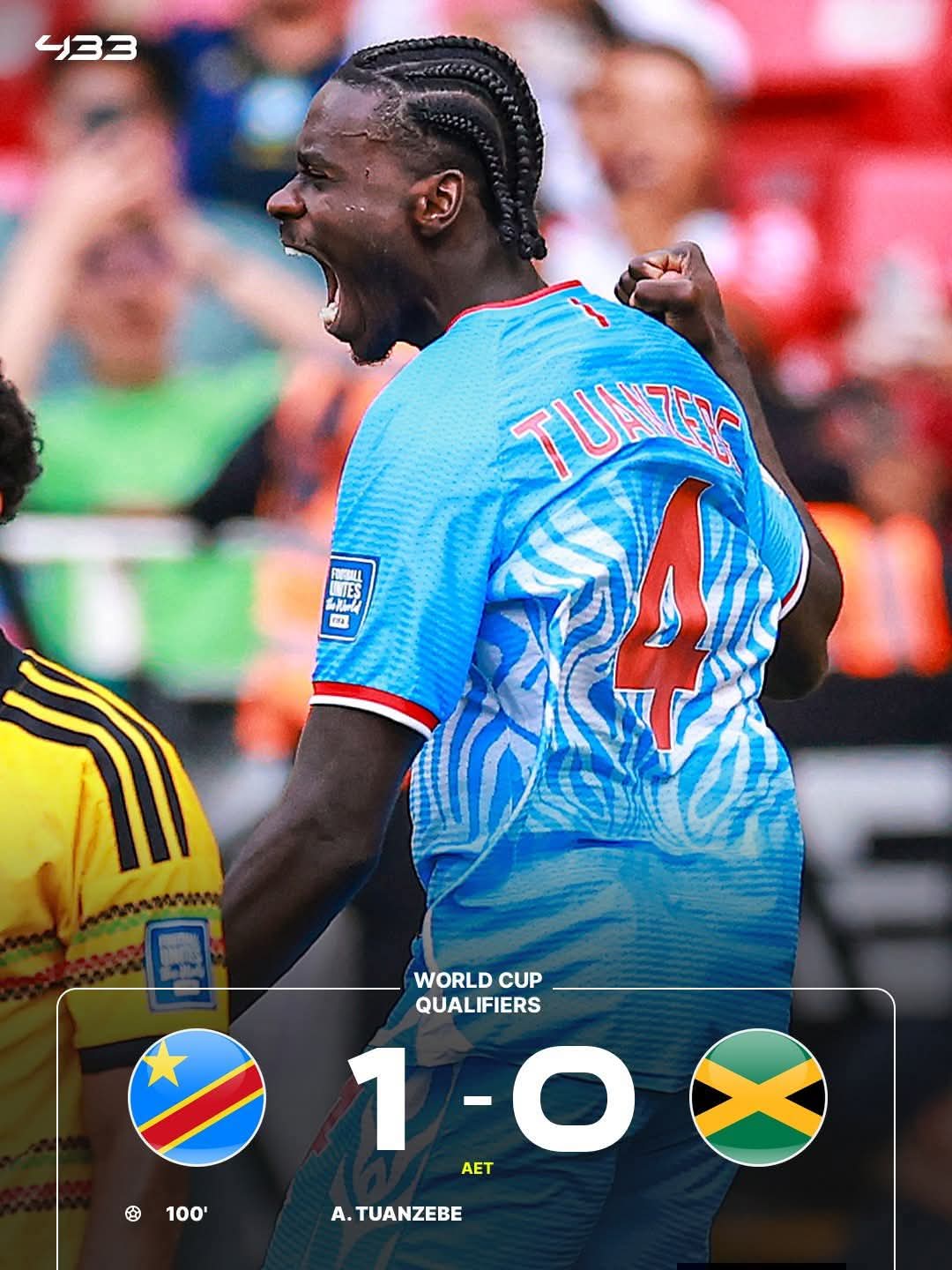 La RD Congo qualifiée pour le Mondial-2026 avec un succès 1-0 après prolongation contre la Jamaïque